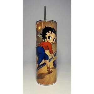 20 oz Betty Boop Bowling Stainless Steel Tumbler with Lid, Straw